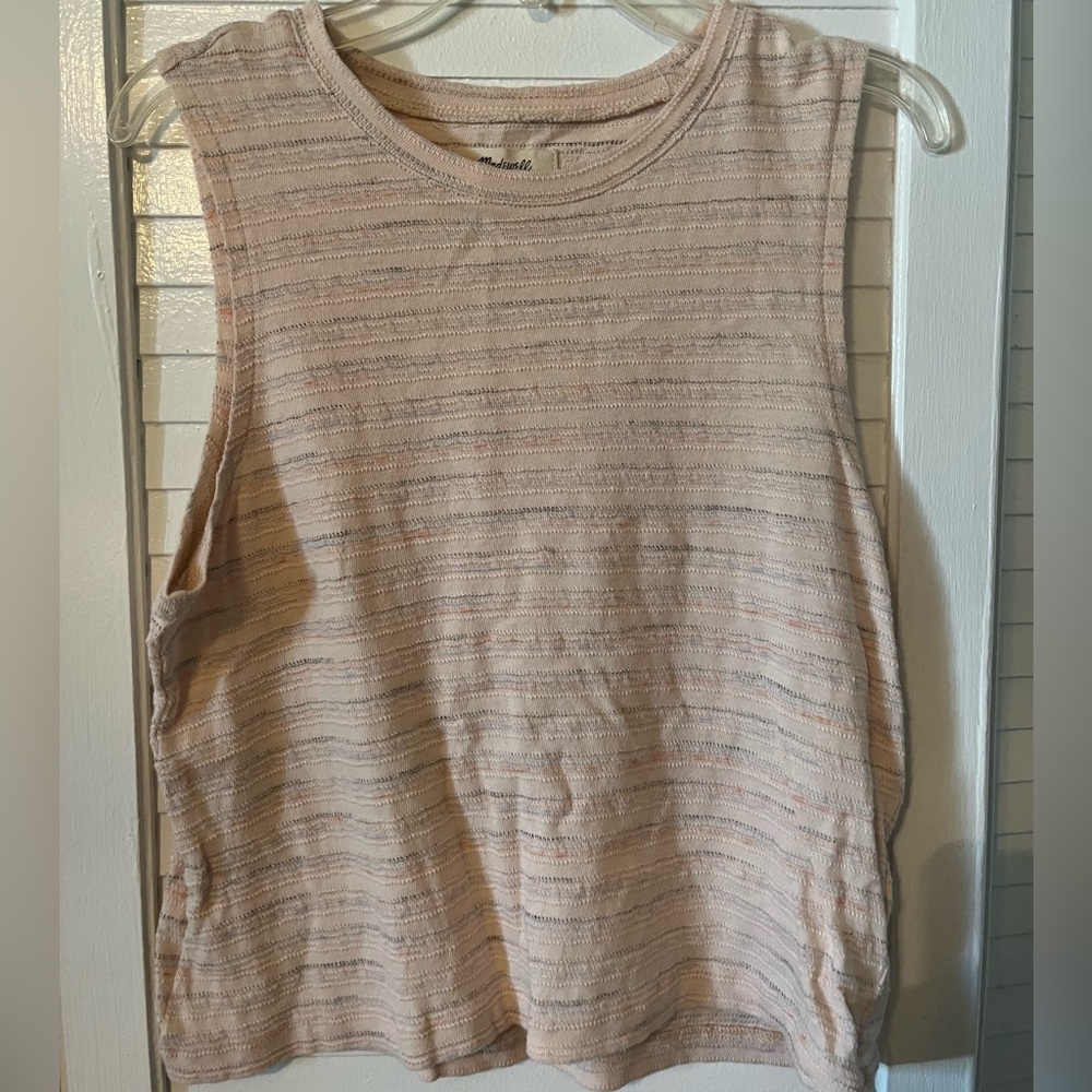 Madewell light pink tank top with embroidery